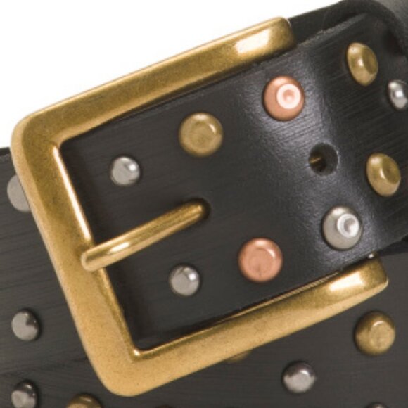NEW MOST WANTED Brown 3 tone metal Distressed Studded Leather Belt   1T8 - Picture 2 of 4